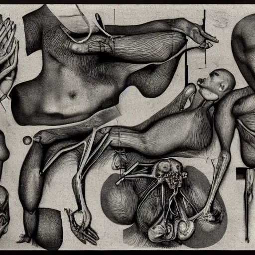 Prompt: brutalist anatomical diagram by otto dix, hyperrealistic, aesthetic, masterpiece