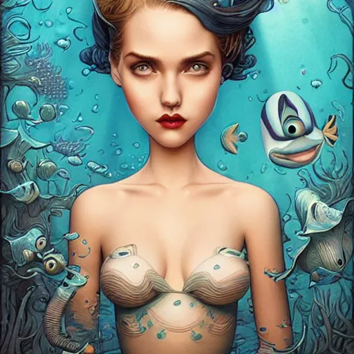 Image similar to Lofi aquatic portrait Pixar style by Joe Fenton and Stanley Artgerm and Tom Bagshaw and Tim Burton