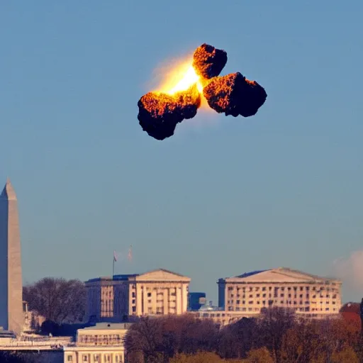 Image similar to fiery asteroid hitting washington dc