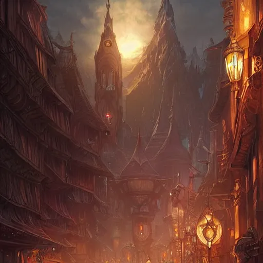 Prompt: “ on main street of nordic fantasy world, d & d, fantasy, intricate, cinematic lighting, highly detailed, digital painting, artstation, concept art, smooth, sharp focus, illustration, art by artgerm and greg rutkowski and alphonse mucha ”