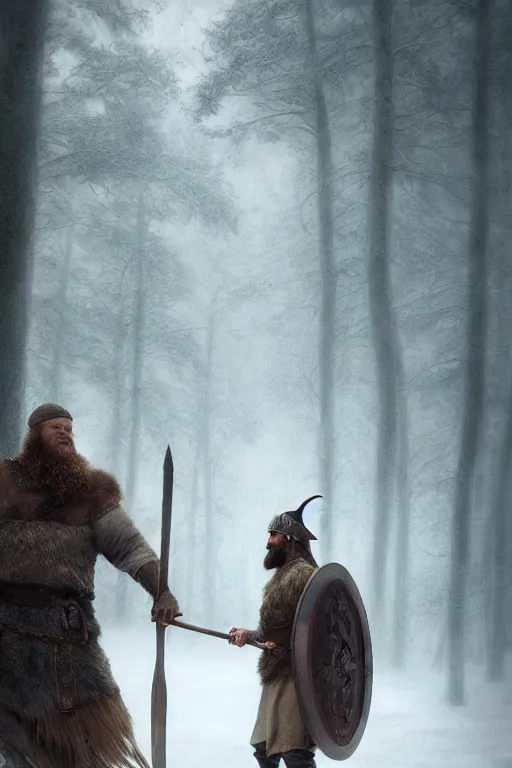 Prompt: epic portrait an male viking petting an big fluffy world during blizzardy winter weather, blurry forest backround, digital painting, artstation, concept art, soft light, hdri, smooth, sharp focus, illustration, fantasy, intricate, elegant, highly detailed, D&D, matte painting, in the style of Greg Rutkowski and Alphonse Mucha and artemisia, 8k, highly detailed, jurgens, rutkowski, bouguereau, pastoral, rustic, georgic, detailed concept art, illustration, colorful pastel, painting, detail, ultra detailed, digital art, 4K,