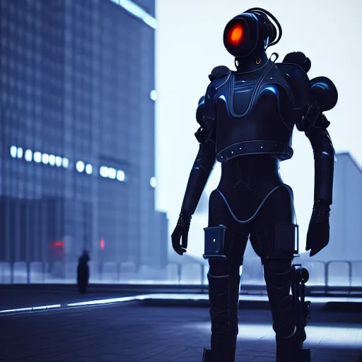 Image similar to a realistic cyberpunk man wearing futuristic armor, photorealistic, octane render,