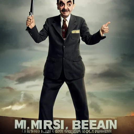 Image similar to mr bean as epic war hero, movie poster, 8 k hd,