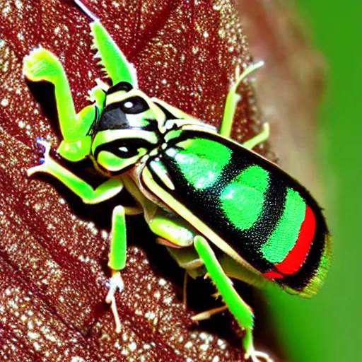 Prompt: candy - striped leafhopper,