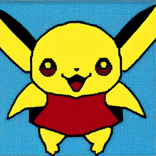 Prompt: pikachu cross-stich