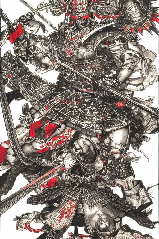 Image similar to hyper detailed illustration of samurai warfare by Yoshitaka Amano