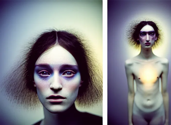 Image similar to Kodak Portra 400, 8K, soft light, volumetric lighting, highly detailed, britt marling style 3/4 , fine art portrait photography by Paolo Roversi, face and body merging with luminescent jellyfishes filaments, symbolic metamorphosis complex 3d render , 150 mm lens, art nouveau fashion embroidered,bust with intricate underwaters details, elegant, hyper realistic, ultra detailed, octane render, underwater soft colours, emotionally evoking, head in focus, fantasy, elegant, soft light, volumetric lighting, highly detailed, Refined, Highly Detailed, soft lighting colors scheme, fine art photography, Hyper realistic, photo realistic