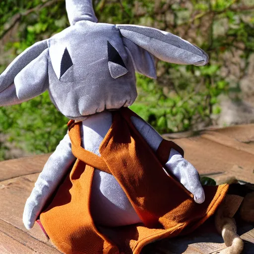 Prompt: a monk class rabbitfolk plush