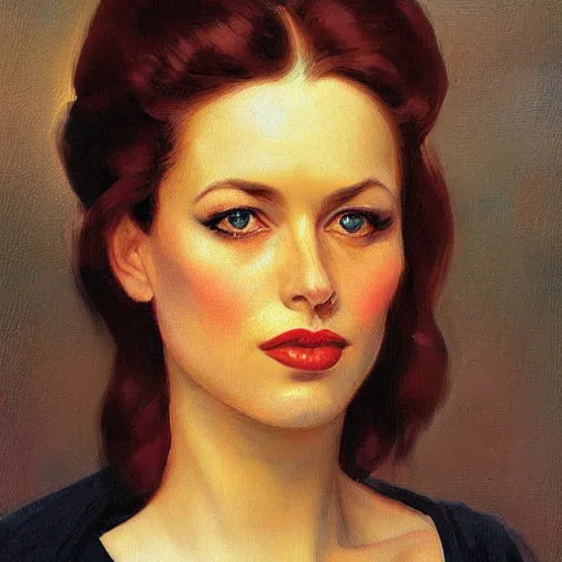 Prompt: Female Portrait, by Hildebrandt.