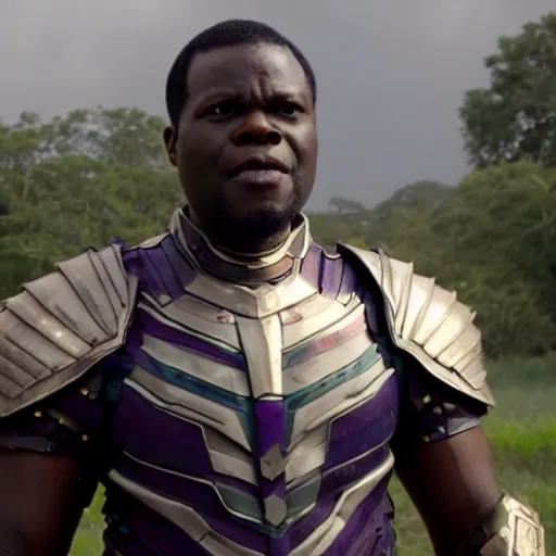 Prompt: chidi anagonye, wearing thanos armour, hd 4k photo, cinematic lighting