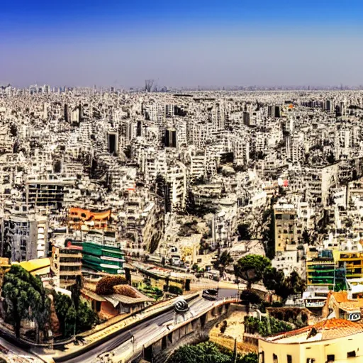 Prompt: panoramic photography of tel aviv, in the glorious state of israel, digital illustration