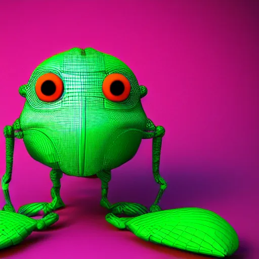 Image similar to cute bug. 3 d render. blender. colorful 3 d background. macro. 4 k
