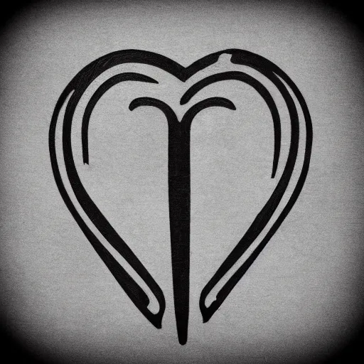 Prompt: tattoo stencil. pencil line drawing, black and white, stylized heart of a logo for a gym
