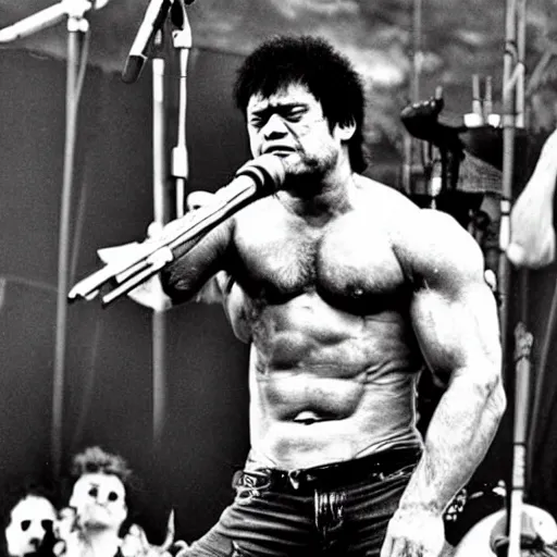 Image similar to hulk performing at woodstock