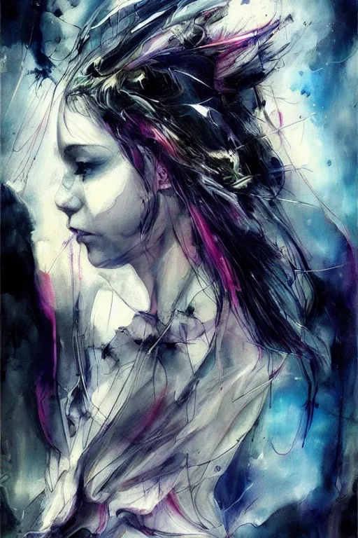 Image similar to scifi futuristic raven bird art by agnes cecile, beautiful, soft, smooth