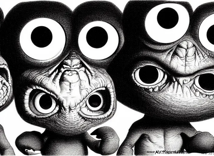 Prompt: black and white simple ms paint doodle of group portrait of anthropomorphic wide - angle group portrait of grey cute brain goblins looking funny, art by artgerm, bob eggleton,