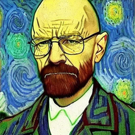 Image similar to walter white painted by Vincent van Gogh