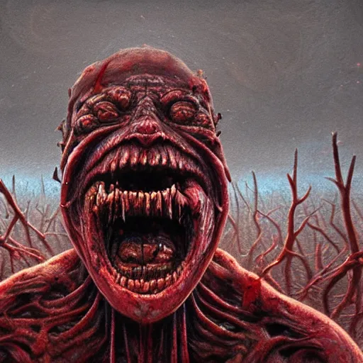 Image similar to skinned metahumans screaming in rage and pain, horror art, red hour, by beksinski, szukalski, giger, pyromallis, dzo, iris compiet, seb mckinnon, digital art, highly detailed, intricate, sharp focus, trending on artstation hq, deviantart, pinterest, unreal engine 5, 4 k uhd image