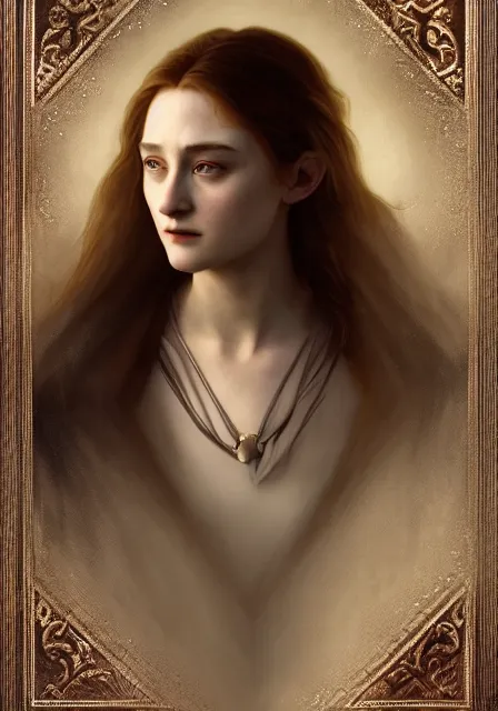 Image similar to sansa saoirse ronan vampire, intricate, elegant, highly detailed, digital painting, artstation, concept art, smooth, sharp focus, illustration, art by artgerm and greg rutkowski and alphonse mucha and william - adolphe bouguereau