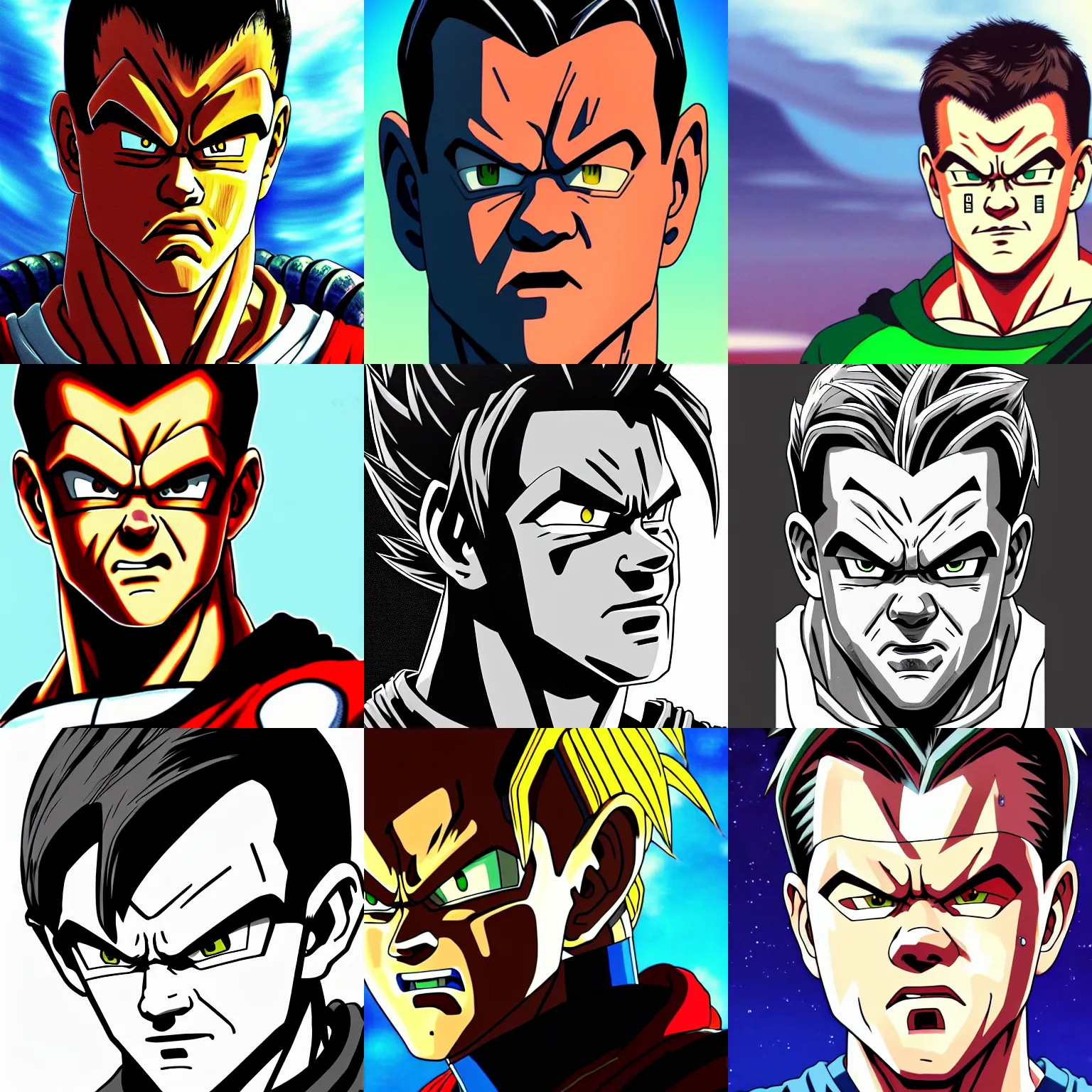 Image similar to matt damon!!! big head close up concept art of matt damon as a dragon ball character, beautiful landscape, 4 k anime character lineart flat ink by akira toriyama, artstation