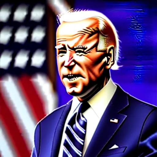 Image similar to joe biden with glowing white eyes