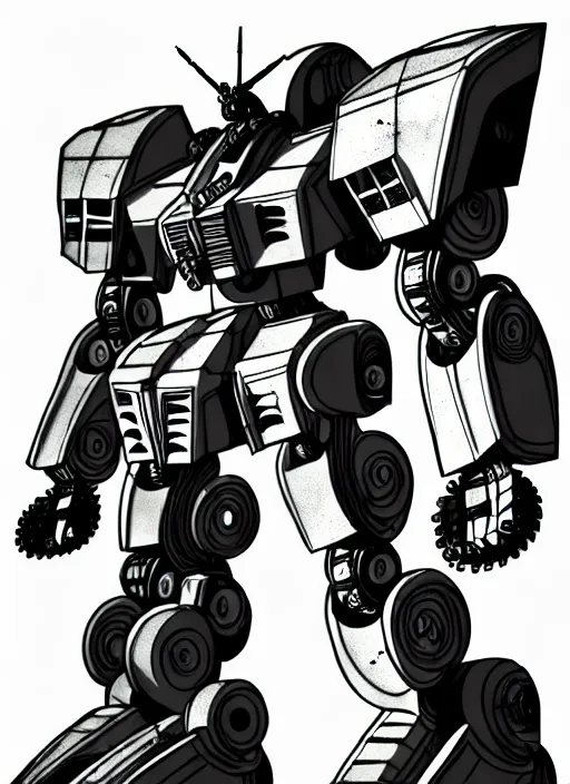 Image similar to very technical and detailed blueprint of a robot tiger, center frame, side view intricate details, ultra - detailed, baroque style, illustration, desaturated, concept art, battletech, mechwarrior, zoids, gundam