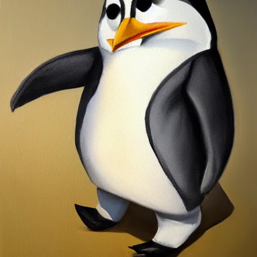 Prompt: oil painting, a developer penguin in a suit, intricate, masterpiece, artstation, stunning