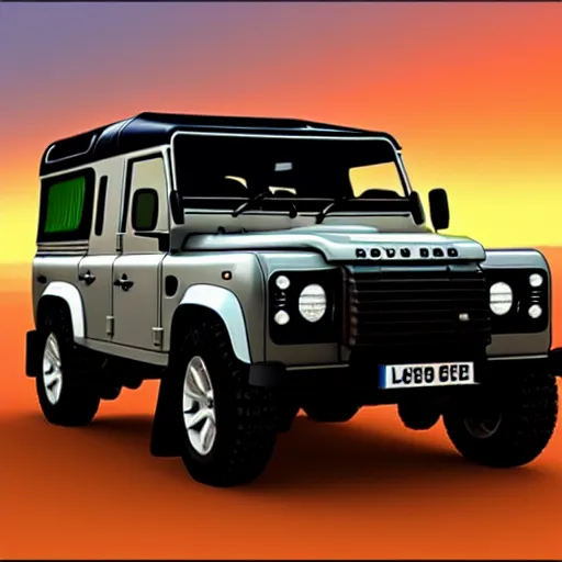 Prompt: land rover defender, drifting in desert, sunset, ultra realistic, 8k, hyperealism, photorealistic