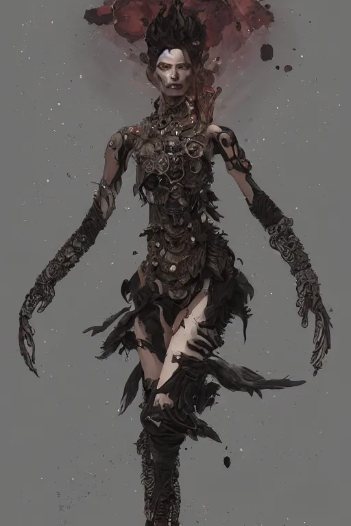 Image similar to a full body portrait of a beautiful post apocalyptic offworld nordic necromancer dancing reposed by the magma pits, intricate, elegant, highly detailed, digital painting, artstation, concept art, smooth, sharp focus, illustration, art by krenz cushart and artem demura and alphonse mucha