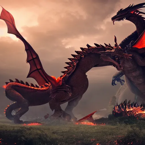 Image similar to female warrioR riding a dragon, with an army of a 1000 giants wite and red dragons behind it. cinematic unreal engine, 8K , live action.