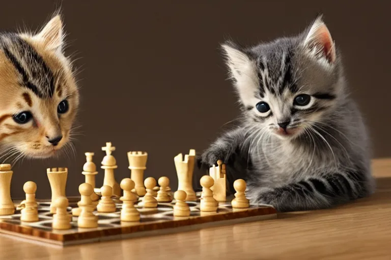 Image similar to Kitten playing chess