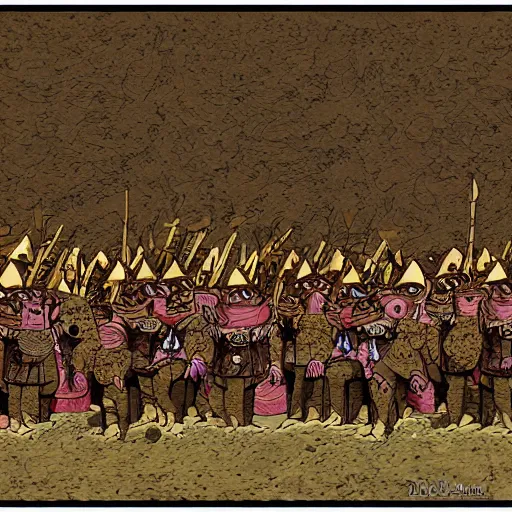 Image similar to phalanx of ashigaru mice, cinematic digital painting by deak ferrand