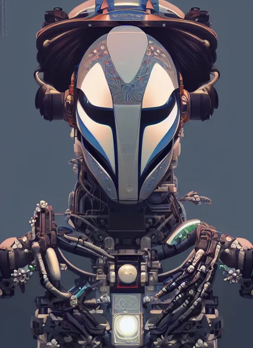 Image similar to symmetry!! portrait of a robot astronaut, floral! horizon zero dawn machine, intricate, elegant, highly detailed, digital painting, artstation, concept art, smooth, sharp focus, illustration, art by artgerm and greg rutkowski and alphonse mucha, 8 k