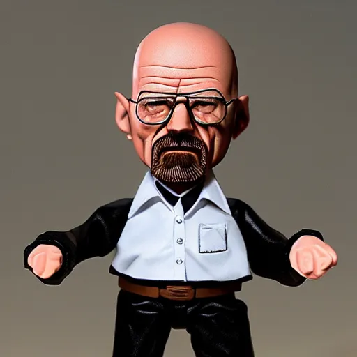 Prompt: a stopmotion animation puppet of walter white, vinyl action figure, plastic, toy