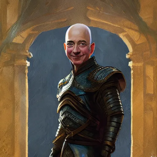 Image similar to jeff bezos as a game of thrones character, highly detailed digital painting, artstation, concept art, smooth, sharp focus, illustration, art by artgerm and greg rutkowski and alphonse mucha
