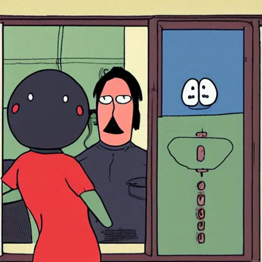 Image similar to no face and bob belcher comic panel