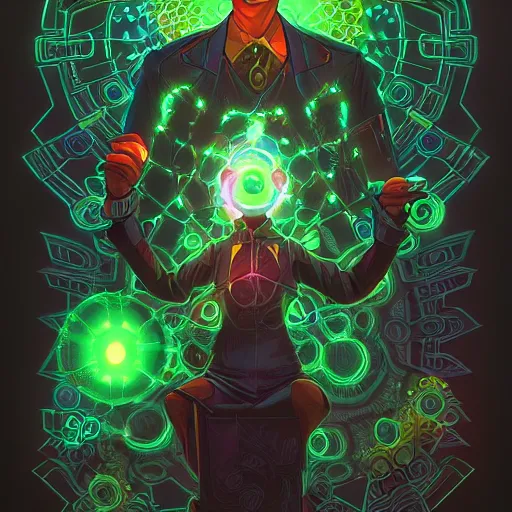 Image similar to skill magic geek inside matrix deepdream radiating a glowing aura stuff loot legends stylized digital illustration video game icon artstation lois van baarle, ilya kuvshinov, rossdraws,