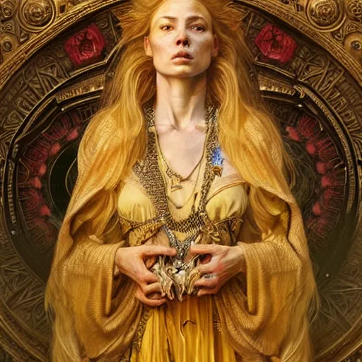 Image similar to highly detailed portrait of a majestic lioness queen in the form of a beautiful woman. d & d, art by donato giancola and ruan jia and carl larsson. trending on artstation, intricate details, energetic composition, golden ratio, concept art, illustration, elegant art