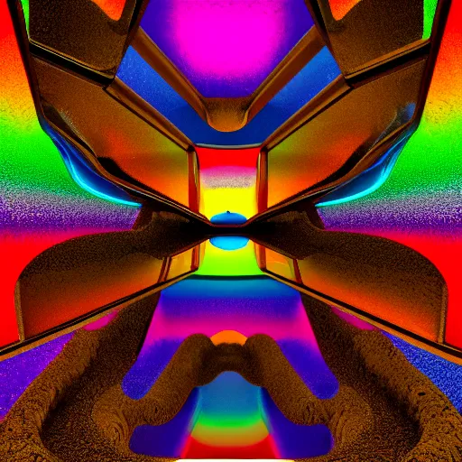 Image similar to A mirror, , by Matthias Grünewald, Okuda San Miguel, Over Dimension, Extreme closeup, Neon, Crackletube, Grain, Cycles, 70mm, New Realism, Cycles, Houdini