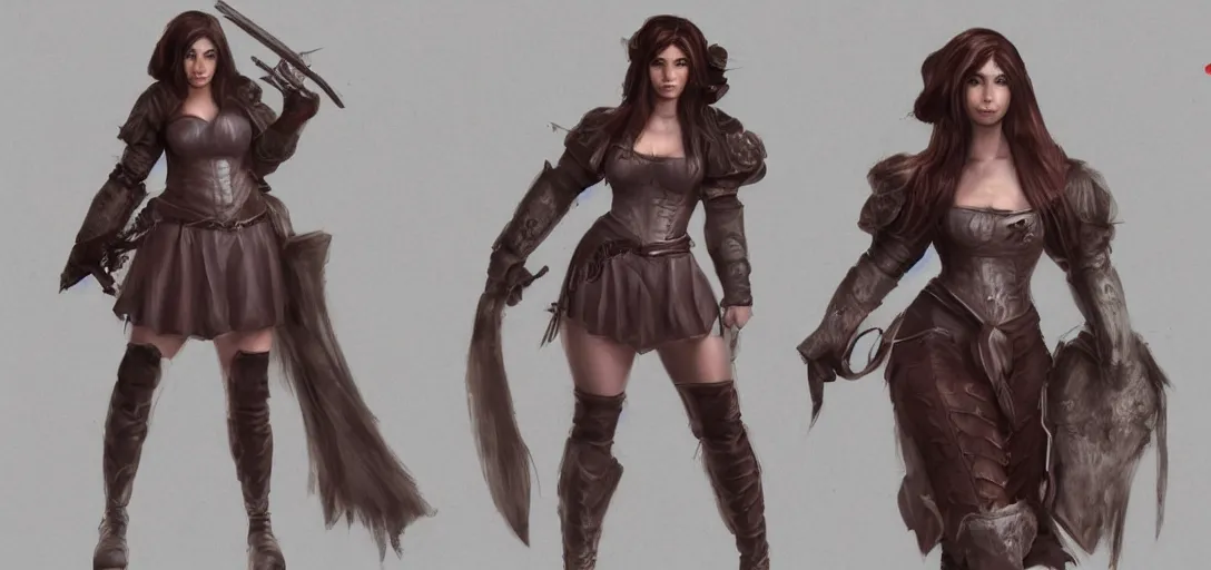 Image similar to character sheet concept art of female video game characters, renaissance, realistic, hyper realistic, photographic, costume,