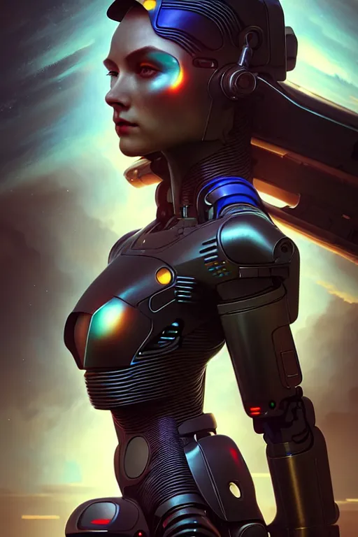 Image similar to ultra detailed, the creation of a female android, sci - fi, eerie, cyborg, cyberpunk, fantasy, triadic color scheme, octane render, matte painting, asymmetrical, intricate concept art, triadic color scheme, art by artgerm and michelangelo and dzo and greg rutkowski and alphonse mucha and wlop