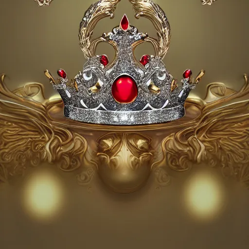 Image similar to a beautiful photorealistic queen's crown design made of platinum glowing in sparkles with heavenly notes neo rococo, diamond and ruby, highly detailed sailor moon aesthetic, fantasy, intricate, elegant, highly detailed, digital painting, artstation, concept art, matte, sharp focus, illustration, in the style of aetherpunk