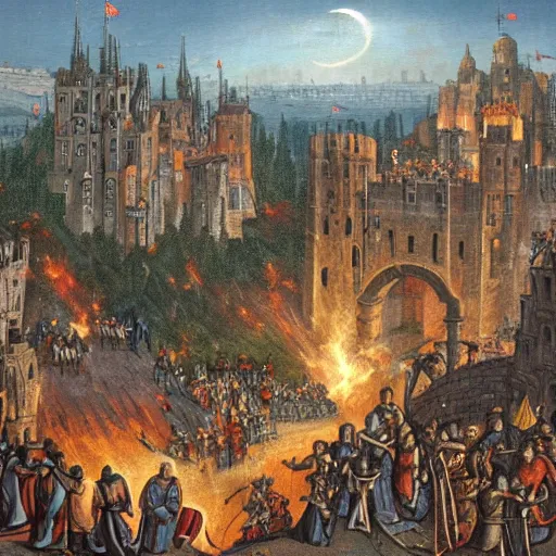 Image similar to medieval city falls into hell