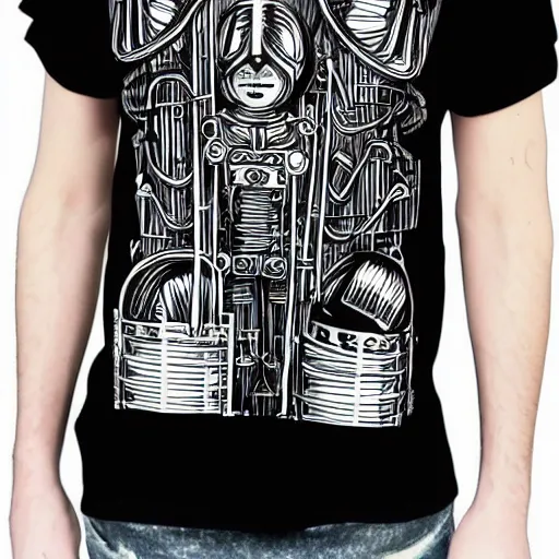 Prompt: tinman line art graphic tees