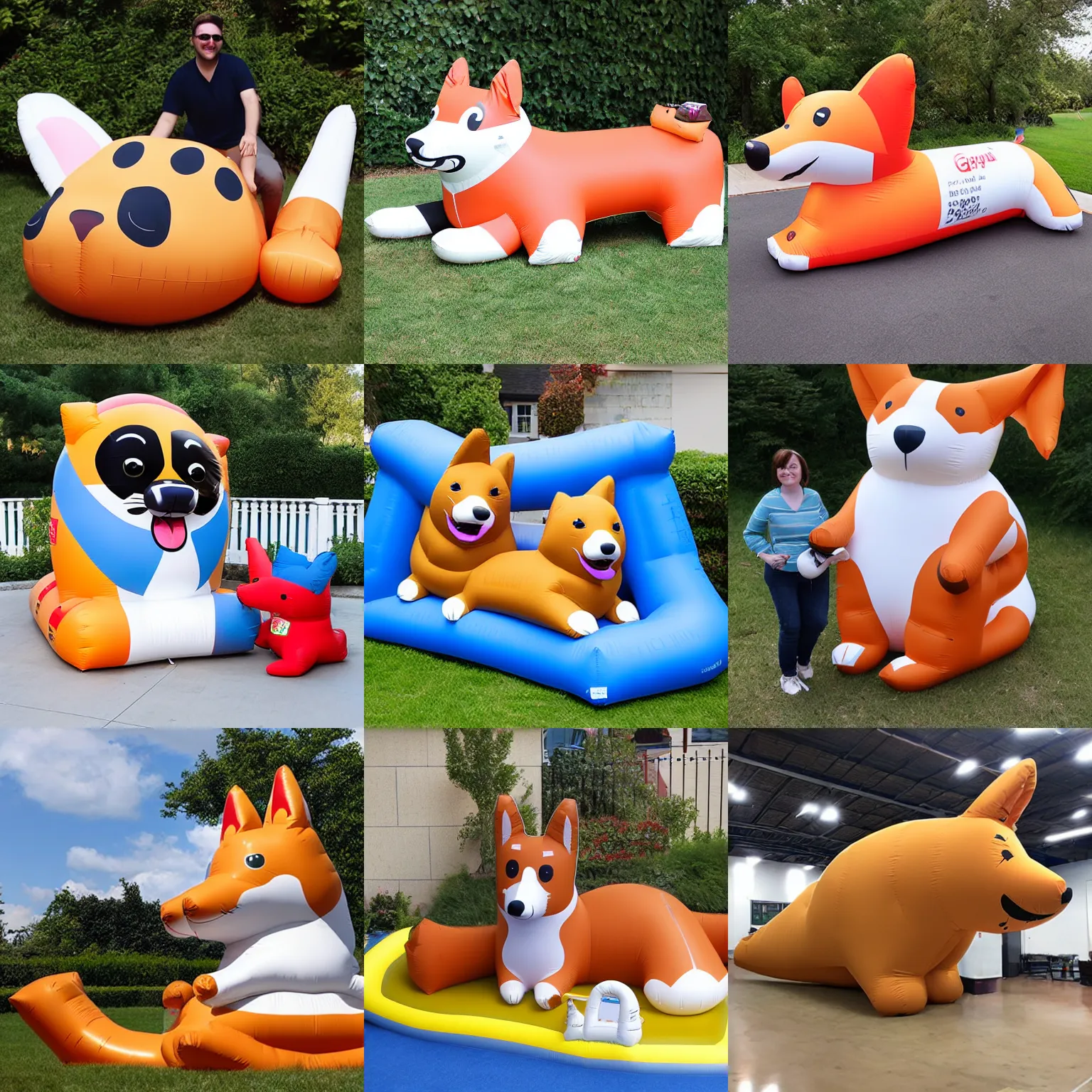 Prompt: giant inflatable corgi