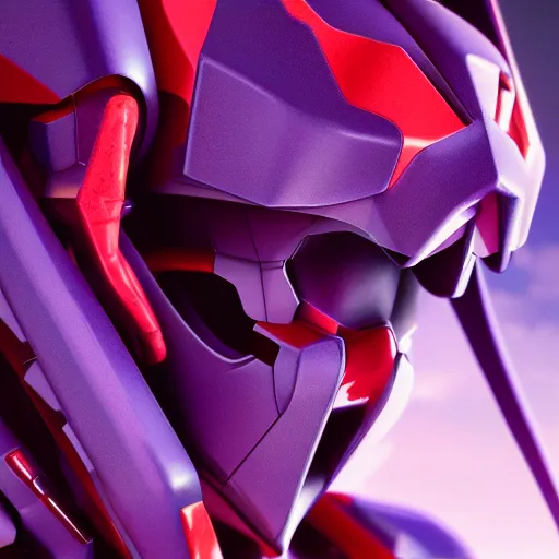 Image similar to neon Genesis evangelion 01 mech concept art close up shot face, 3d art, vfx, octane render, unreal engine, blender