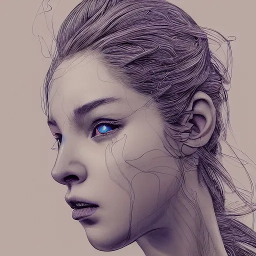 Image similar to the portrait of a blueberry that resembles an absurdly beautiful, graceful, elegant, sophisticated girl, an ultrafine hyperdetailed illustration by kim jung gi, irakli nadar, intricate linework, bright colors, octopath traveler, final fantasy, unreal engine 5 highly rendered, global illumination, radiant light, detailed and intricate environment