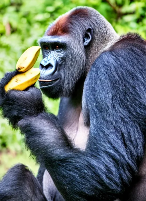 Image similar to a gorilla desperately reaching for a banana that is slightly too far away