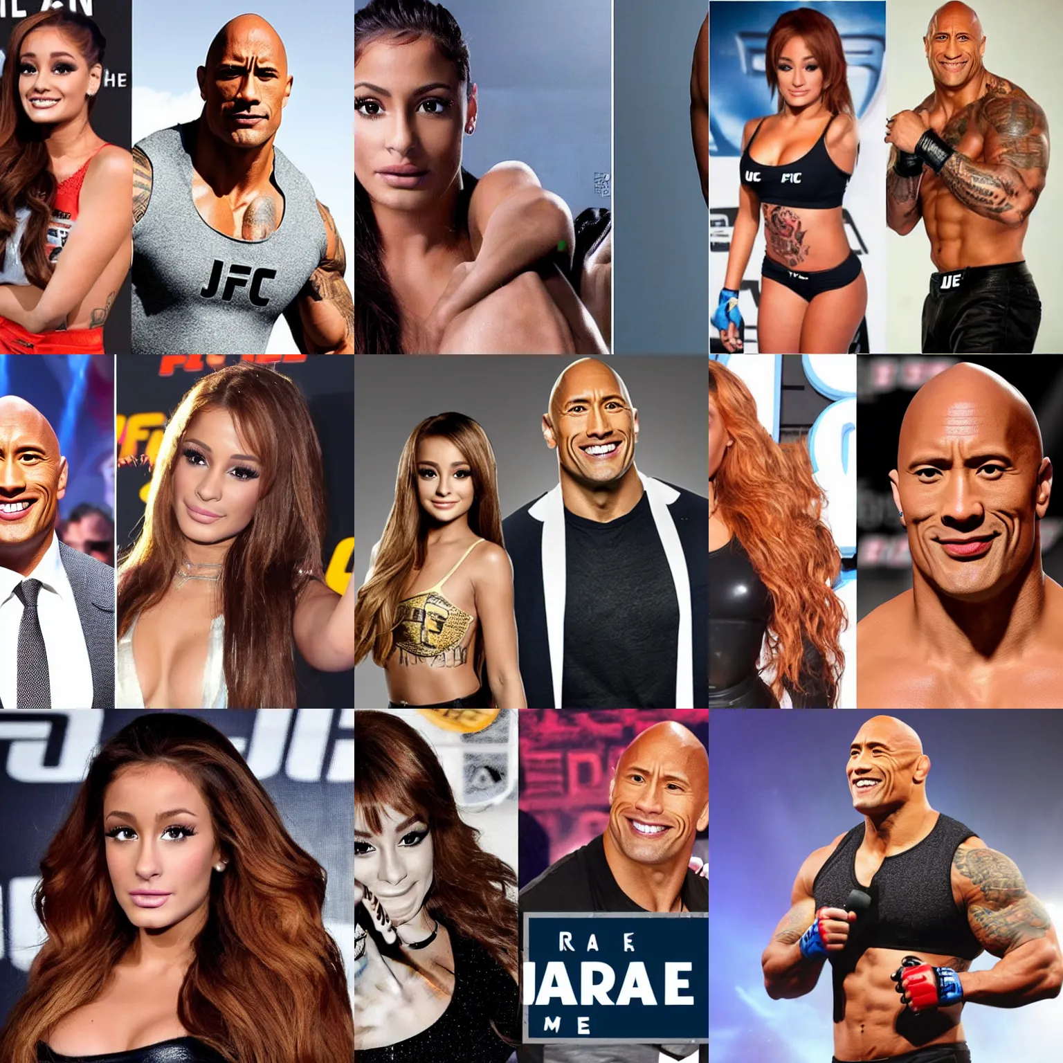 Prompt: Ariane Grande but it's Dwayne the rock Johnson ufc