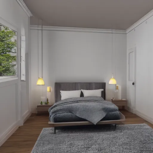 Image similar to 3 d render of bedroom of the 3 0 0 0 s